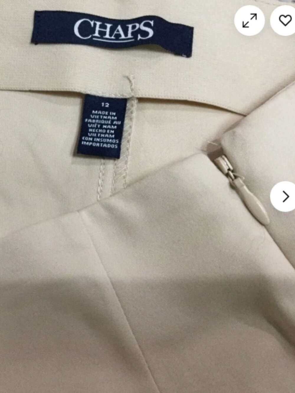 Chaps women size 12 pants knit stretch straight leg beige career flat front